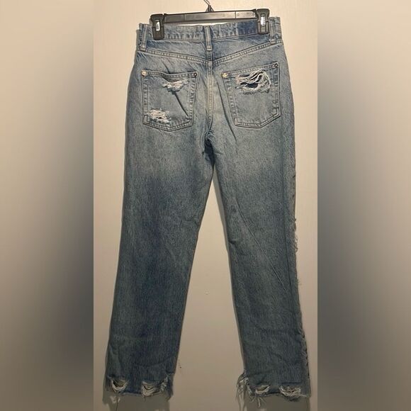 We The Free- Destroyed Distressed Straight-Leg LightWash Raw Hem Jeans- Size 25 - Picture 2 of 12